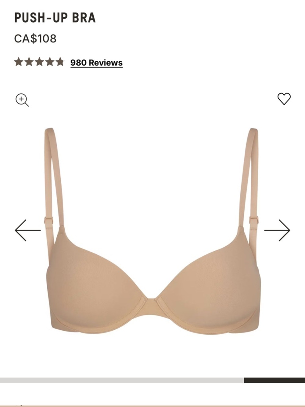 SKIMS Nude Push-Up T-Shirt Bra